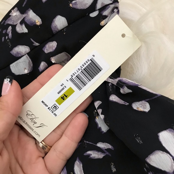 ELIZA J ruffle Asymmetrical Chiffon Skirt In Black - Picture 6 of 8